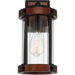 John Timberland Stan Industrial Outdoor Wall Light Fixture Dark Faux Wood Black 13 1/2" Clear Glass For Post Exterior Barn Deck House Porch Yard Patio -Lighting Specialty Shop GUEST 47c974c9 dbb2 47ec 8911 bafc24e8a029