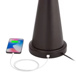 Franklin Iron Works Craig Rustic Farmhouse Accent Table Lamps 23" High Set Of 2 Bronze With USB Charging Port Natural Drum Shade For Bedroom Desk -Lighting Specialty Shop GUEST 486c9ed3 1f87 496c ab69 c6a439429d25