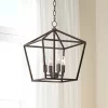 Franklin Iron Works Queluz Bronze Pendant Chandelier 13" Wide Industrial Rustic Geometric Cage 4-Light Fixture For Dining Room House Kitchen Island