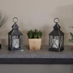 Sunnydaze Decor Sunnydaze 10" Yorktown Black Traditional Style Plastic And Glass Battery Operated Indoor LED Candle Lantern -Lighting Specialty Shop GUEST 497eb98a 075e 44ec 8972 5b76495178da