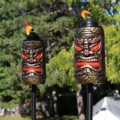 Sunnydaze Decor Sunnydaze Outdoor 3-in-1 Adjustable Height Tiki Face Patio And Lawn Torch Light Set -Lighting Specialty Shop GUEST 4a54f348 1b2c 4415 9862 af0224045974