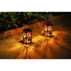 Techko Maid LED Solar 10.8" Portable Moon & Star Cut Out Decorative Outdoor Lantern Clear -Lighting Specialty Shop GUEST 4be7abbc 3a66 4f8c bd10 607b83fbe55b