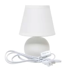 8.66" Petite Ceramic Orb Base Bedside Table Desk Lamp With Matching Tapered Drum Fabric Shade Off-White - Creekwood Home -Lighting Specialty Shop GUEST 4c2ec442 aafd 4895 b017 69eb90316416