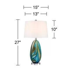 Possini Euro Design Pablo 27" Tall Modern Table Lamp Table Top Dimmer Blue Art Glass Single Living Room Bedroom Bedside Nightstand House White Shade -Lighting Specialty Shop GUEST 4c54a92f ee62 4a25 a32a 08d4dffda8e2