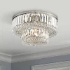 Vienna Full Spectrum Magnificence Modern Ceiling Light Flush Mount Fixture 16" Wide Brushed Satin Nickel Faceted Crystal Glass For Bedroom Living Room