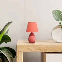 9.45" Petite Ceramic Oblong Bedside Table Desk Lamp With Matching Tapered Drum Shade Orange - Creekwood Home 13 9.45" Petite Ceramic Oblong Bedside Table Desk Lamp With Matching Tapered Drum Shade Orange - Creekwood Home -Lighting Specialty Shop GUEST 4d656894 5bda 4246 bb5f c9872956ab24