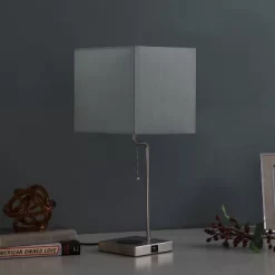 21.5" Modern Metal Table Lamp With USB Charging Port Gray - Ore International -Lighting Specialty Shop GUEST 4de547c7 1688 4de6 b801 96edff1edbe0