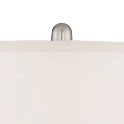 Regency Hill Blair Traditional Table Lamps 25" High Set Of 2 Brushed Nickel White Drum Shade For Bedroom Living Room Bedside Nightstand Office Family -Lighting Specialty Shop GUEST 4e98695a 166d 4f5c 8337 fb37337e2575