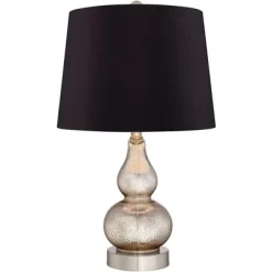 360 Lighting Castine Modern Accent Table Lamps 22" High Set Of 2 Mercury Glass With USB Charging Port Black Faux Silk Shade For Bedroom Bedside Desk -Lighting Specialty Shop GUEST 4fd1c826 f65f 4743 9547 ac7f5dd30713