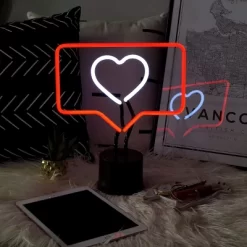 Amped Co 13 X 11 Inches Neon Desk Light Like Sign Symbol, Heart, Red And White -Lighting Specialty Shop GUEST 4fea0612 88d1 4a0d ab62 e0bf08c1b1c1