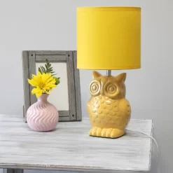 12.8" Contemporary Ceramic Owl Bedside Table Lamp With Matching Fabric Shade Yellow - Simple Designs -Lighting Specialty Shop GUEST 5088b641 58c6 488d a92d 57077687299c