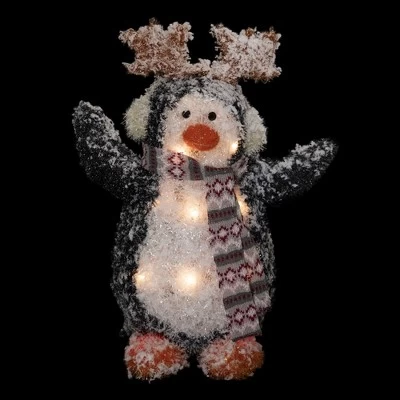 Northlight 22" Lighted Snowy Penguin In Antler Hat Outdoor Christmas Decoration 2 Northlight 22" Lighted Snowy Penguin In Antler Hat Outdoor Christmas Decoration - Image 2