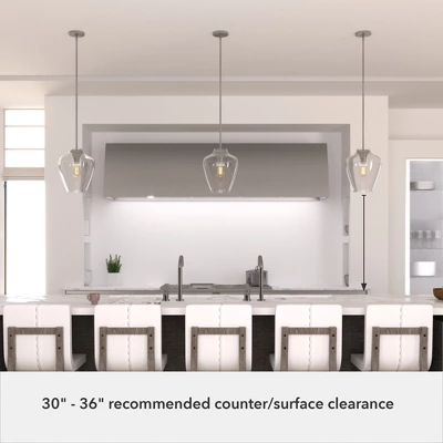 1-Light Vidria Pendant Brushed Nickel - Hunter Fan 1 1-Light Vidria Pendant Brushed Nickel - Hunter Fan