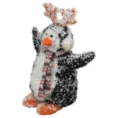 Northlight 22" Lighted Snowy Penguin In Antler Hat Outdoor Christmas Decoration 4 Northlight 22" Lighted Snowy Penguin In Antler Hat Outdoor Christmas Decoration - Image 4