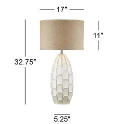 Possini Euro Design Cosgrove Modern Mid Century Table Lamp 32 3/4" Tall White Glazed Ceramic Beige Fabric Drum Shade For Bedroom Living Room Bedside 11 Possini Euro Design Cosgrove Modern Mid Century Table Lamp 32 3/4" Tall White Glazed Ceramic Beige Fabric Drum Shade For Bedroom Living Room Bedside -Lighting Specialty Shop GUEST 53bf3a95 df5f 48d6 9796 6dc6eda7d7ac