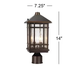 Kathy Ireland Sierra Craftsman Art Deco Outdoor Post Light Rubbed Bronze 14" Seedy Glass Panels For Exterior Barn Deck House Porch Yard Patio Home -Lighting Specialty Shop GUEST 546c68be 10ca 4933 b919 46550efd1a06