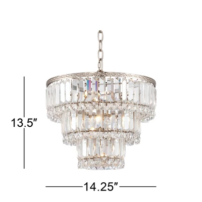 Vienna Full Spectrum Magnificence Satin Nickel Chandelier 14 1/4" Wide Modern Faceted Crystal Glass 7-Light LED Fixture For Dining Room House Kitchen 4 Vienna Full Spectrum Magnificence Satin Nickel Chandelier 14 1/4" Wide Modern Faceted Crystal Glass 7-Light LED Fixture For Dining Room House Kitchen - Image 4