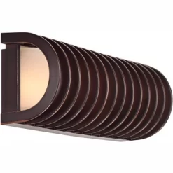 John Timberland Modern Outdoor Wall Light Fixture Rubbed Bronze Grid 16 3/4" Frosted Glass Cylinder For Exterior Porch Patio -Lighting Specialty Shop GUEST 5526915d 3829 4a1f 8336 85555596fe5f