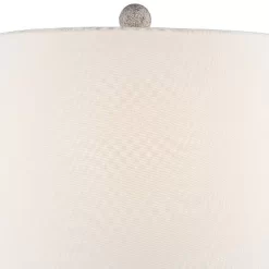 Regency Hill Patsy Country Cottage Table Lamps 26 1/2" High Set Of 2 Blue Gray Washed Fabric Drum Shade For Bedroom Living Room Bedside Nightstand -Lighting Specialty Shop GUEST 55d80e55 1cb4 4662 9fe7 7b1c1ea51f3f