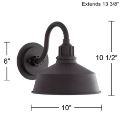Franklin Iron Works Arnett Rustic Industrial Farmhouse Outdoor Barn Light Fixture Black Gooseneck 10 1/2" For Exterior Deck House Porch Patio Outside -Lighting Specialty Shop GUEST 55f86c08 e19b 42f3 8ad2 baf900d5f772