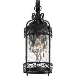 John Timberland Paseo Outdoor Vintage Wall Light Fixture Matte Black 19" Clear Hammered Glass For Post Exterior Barn Deck House Porch Yard Posts Patio -Lighting Specialty Shop GUEST 56e72608 005e 4807 94d7 018be1c2a4f4
