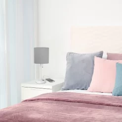 19.5" Bedside USB Port Feature Metal Table Desk Lamp White With Gray Fabric Shade - Creekwood Home -Lighting Specialty Shop GUEST 5828900a 0369 467c 989b 90287214fed4