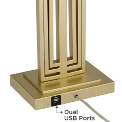 360 Lighting Sonia Modern Table Lamps 29 1/2" Tall Set Of 2 Gold Metal With Dual USB Charging Ports White Rectangular Shade For Bedroom Living Room 12 360 Lighting Sonia Modern Table Lamps 29 1/2" Tall Set Of 2 Gold Metal With Dual USB Charging Ports White Rectangular Shade For Bedroom Living Room -Lighting Specialty Shop GUEST 582ebbf0 d7d9 45ad 98a8 c6c35783ae83