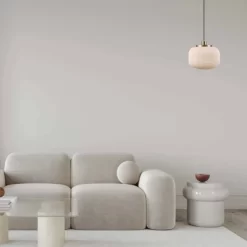 Novogratz X Globe Lily 1-Light Matte Brass Pendant Lighting With Frosted Ribbed Glass Shade - Globe Electric -Lighting Specialty Shop GUEST 583bd53b 9166 4a30 9f86 4dde61b00c09