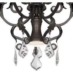 Kathy Ireland French Bronze Chandelier 31" Wide Rustic Crystal Amber Bell Glass 5-Light Fixture For Dining Room House Home Kitchen -Lighting Specialty Shop GUEST 58b3a46b 327e 4626 841e 5aadaa6fefec