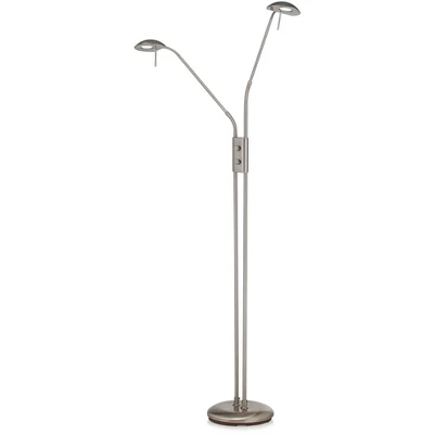 360 Lighting Casper Traditional Pharmacy Floor Lamp 63" Tall Brushed Nickel 2-Light LED Adjustable Arm Swivel Head For Living Room Bedroom 5 360 Lighting Casper Traditional Pharmacy Floor Lamp 63" Tall Brushed Nickel 2-Light LED Adjustable Arm Swivel Head For Living Room Bedroom - Image 5