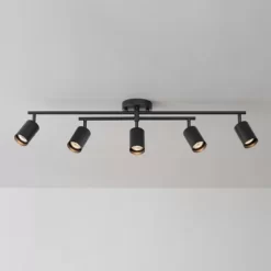 5-Light Matte Black Track Lighting With Center Swivel Bar With Pivoting Shades - Globe Electric -Lighting Specialty Shop GUEST 59fd0951 4e29 42d1 9f02 14a5d46ed882
