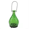 Northlight 8.75" Frosted Green Hearts Glass Bottle Tea Light Candle Lantern Decoration