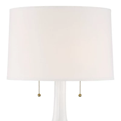 Possini Euro Design Natalia Modern Country Cottage Table Lamp With Square Riser 28 1/2" Tall White Floral Ceramic Drum Shade For Bedroom Living Room 1 Possini Euro Design Natalia Modern Country Cottage Table Lamp With Square Riser 28 1/2" Tall White Floral Ceramic Drum Shade For Bedroom Living Room
