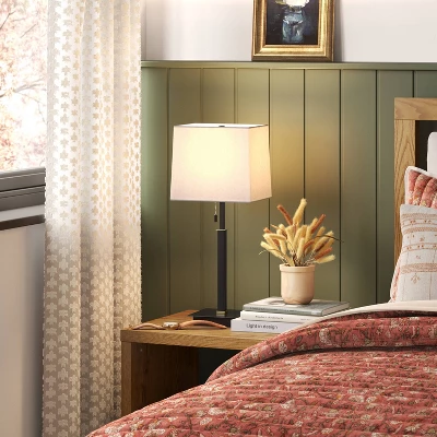 Square Base Stick Lamp With USB Black - Threshold™ 1 Square Base Stick Lamp With USB Black - Threshold™