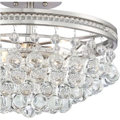 Vienna Full Spectrum Wohlfurst Modern Ceiling Light Semi Flush Mount Fixture 16" Wide Brushed Nickel 3-Light Clear Crystal For Bedroom Living Room 2 Vienna Full Spectrum Wohlfurst Modern Ceiling Light Semi Flush Mount Fixture 16" Wide Brushed Nickel 3-Light Clear Crystal For Bedroom Living Room - Image 2