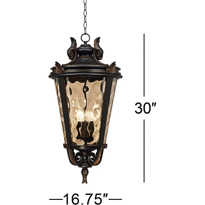 John Timberland Casa Marseille Vintage Rustic Outdoor Hanging Light Veranda Bronze 30" Champagne Hammered Glass Damp Rated For Post Exterior Barn 7 John Timberland Casa Marseille Vintage Rustic Outdoor Hanging Light Veranda Bronze 30" Champagne Hammered Glass Damp Rated For Post Exterior Barn - Image 7