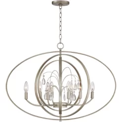 Possini Euro Design Tiller Champagne Satin Silver Pendant Chandelier 31 1/2" Wide Modern Open Orb Frame 8-Light Fixture For Dining Room Kitchen Island -Lighting Specialty Shop GUEST 5fc9c22e fbab 49ad a61a 13b0fe082c0a