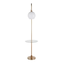 Trombone Contemporary/Glam Floor Lamp With Metal And Glass Shelf Gold (Includes LED Light Bulb) - LumiSource -Lighting Specialty Shop GUEST 61301887 e77c 4a18 b6c3 c1a7d432c208