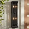 Possini Euro Design Modern Industrial Outdoor Wall Light Fixture Cool Black Windowpane Frame 30" For Post Exterior Barn Deck House