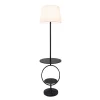Bedside Nightstand End Table Dual Shelf Decorative Floor Lamp Black - Elegant Designs