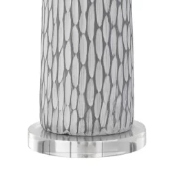360 Lighting Patrick Modern Coastal Table Lamp With Round Riser 27 1/4" Tall Gray White Wash Ceramic Drum Fabric Shade For Bedroom Living Room Home -Lighting Specialty Shop GUEST 6451c3be 9d21 49de bf6c a43fbd1c1d60