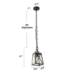 11" Metal/Seeded Glass Square Outdoor Pendant Light Black - LNC -Lighting Specialty Shop GUEST 64775114 db8a 4def a08b 443562139567