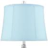 360 Lighting Sergio Modern Accent Table Lamps 23 1/2" High Set Of 2 Chrome Clear Acrylic With USB Charging Port Blue Softback Drum Shade For Home Desk