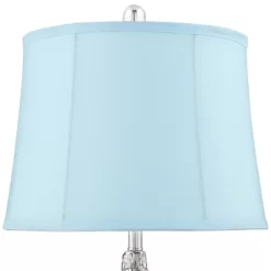 360 Lighting Sergio Modern Accent Table Lamps 23 1/2" High Set Of 2 Chrome Clear Acrylic With USB Charging Port Blue Softback Drum Shade For Home Desk