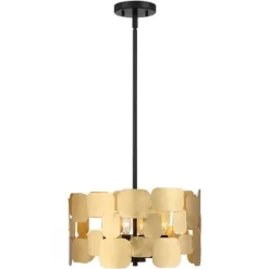Possini Euro Design Stella Black Pendant Chandelier 15" Wide Modern Gold Leaf Drum Shade 4-Light Fixture For Dining Room House Foyer Kitchen Island 12 Possini Euro Design Stella Black Pendant Chandelier 15" Wide Modern Gold Leaf Drum Shade 4-Light Fixture For Dining Room House Foyer Kitchen Island -Lighting Specialty Shop GUEST 64aec024 0b00 4524 a846 91d64ceb6afe