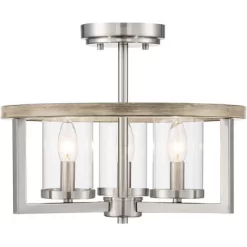 Possini Euro Design Senna Modern Industrial Ceiling Light Semi Flush Mount Fixture 15" Wide Brushed Nickel Gray Wood 3-Light Clear Glass For Bedroom 8 Possini Euro Design Senna Modern Industrial Ceiling Light Semi Flush Mount Fixture 15" Wide Brushed Nickel Gray Wood 3-Light Clear Glass For Bedroom -Lighting Specialty Shop GUEST 66823a90 d9b1 40d9 9cf1 956b7031d5f8