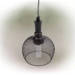 10" Solar Hanging Mesh Glass Lantern Black - Alpine Corporation -Lighting Specialty Shop GUEST 66951818 9e32 40f5 b343 a9463ef6feae