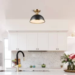 1-Light Beckett Semi-Flush Mount Pendant Brass/Matte Black - Globe Electric -Lighting Specialty Shop GUEST 670fa403 b2db 4e48 8235 50734062665b