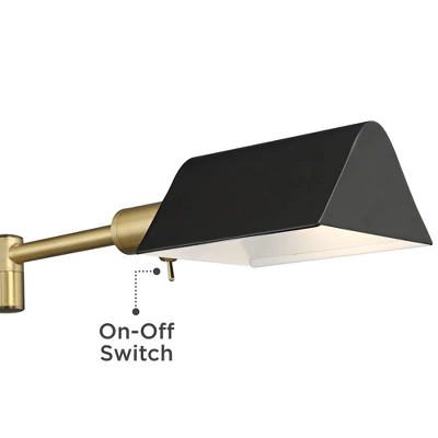 Possini Euro Design Keegan Modern Desk Lamp 24" High Warm Brass With Dual USB Charging Ports LED Adjustable Black Shade For Bedroom Living Room Desk 2 Possini Euro Design Keegan Modern Desk Lamp 24" High Warm Brass With Dual USB Charging Ports LED Adjustable Black Shade For Bedroom Living Room Desk - Image 2