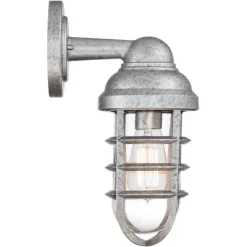 John Timberland Marlowe Industrial Outdoor Wall Light Fixture Galvanized Cage 13 1/4" Clear Glass For Post Exterior Barn Deck House Porch Yard Patio -Lighting Specialty Shop GUEST 69a7f4a2 ec19 458e 867e a5a47f2885a3